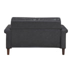Homelegance 8389DGY-2PC 2 pc Heritage dark grey faux leather sofa and love seat set nail head trim