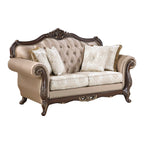 Regal Two-Tone Chenille & Faux Silk Traditional Sofa and Love Seat Set with Wood Trim – 8390-SL