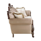 Regal Two-Tone Chenille & Faux Silk Traditional Sofa and Love Seat Set with Wood Trim – 8390-SL
