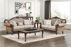 Regal Two-Tone Chenille & Faux Silk Traditional Sofa and Love Seat Set with Wood Trim – 8390-SL