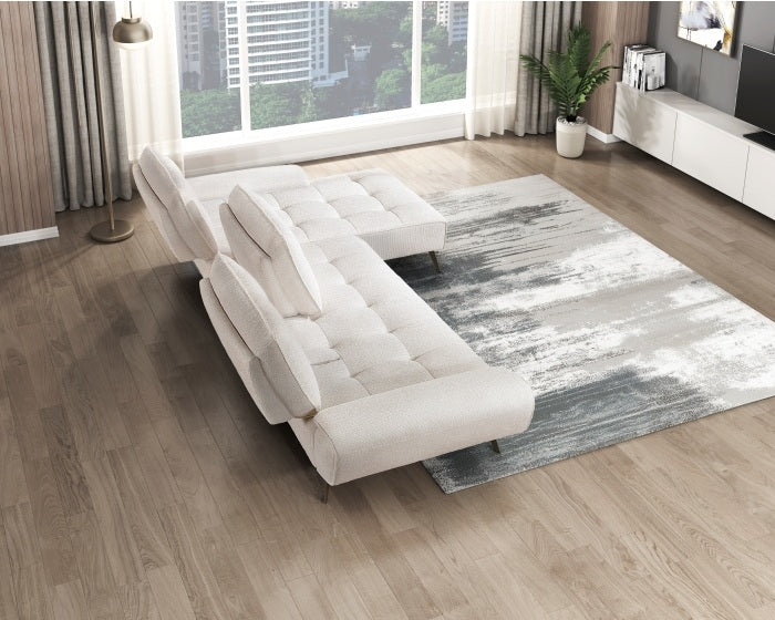 Homelegance 8400BEG-22LRC 2 pc Pleasure beige chenille fabric sectional sofa set adjustable back rests