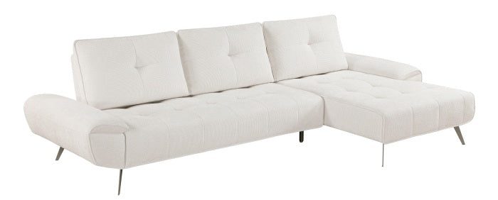 Homelegance 8400BEG-22LRC 2 pc Pleasure beige chenille fabric sectional sofa set adjustable back rests