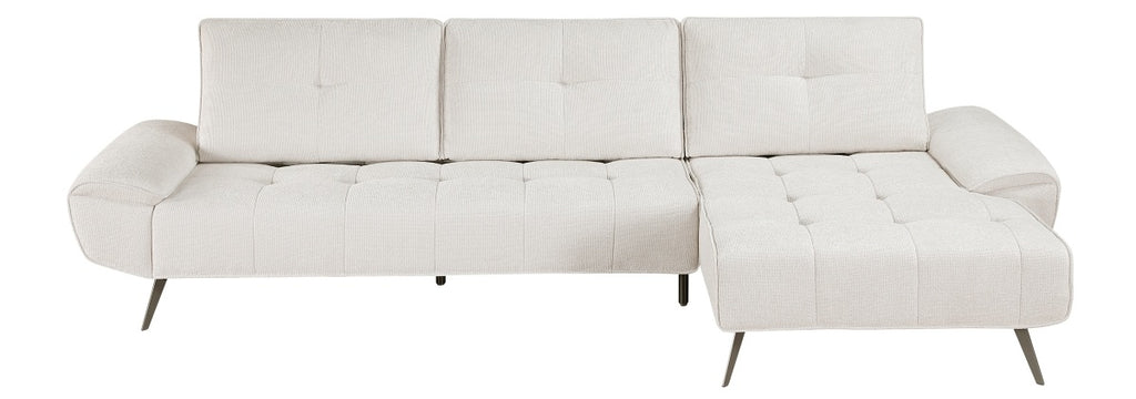 Homelegance 8400BEG-22LRC 2 pc Pleasure beige chenille fabric sectional sofa set adjustable back rests