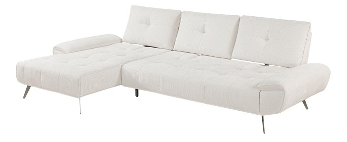 Homelegance 8400BEG-2LC2R 2 pc Pleasure beige chenille fabric sectional sofa set adjustable back rests