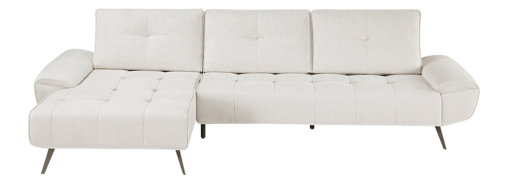 Homelegance 8400BEG-2LC2R 2 pc Pleasure beige chenille fabric sectional sofa set adjustable back rests