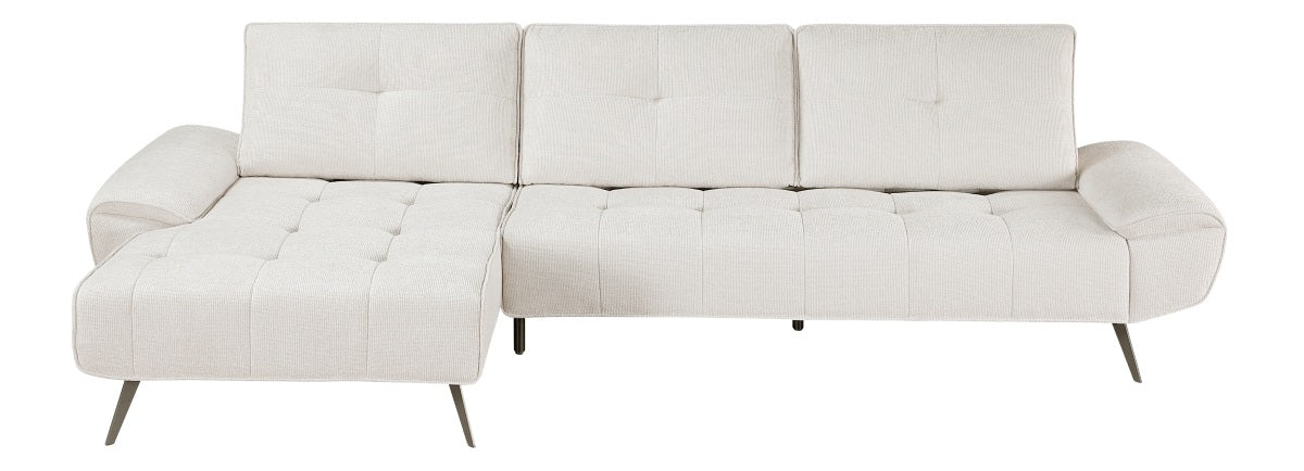 Homelegance 8400BEG-2LC2R 2 pc Pleasure beige chenille fabric sectional sofa set adjustable back rests