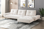 Homelegance 8400BEG-22LRC 2 pc Pleasure beige chenille fabric sectional sofa set adjustable back rests