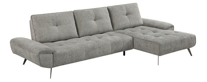 Homelegance 8400DVG-22LRC 2 pc Pleasure dove grey chenille fabric sectional sofa set adjustable back rests