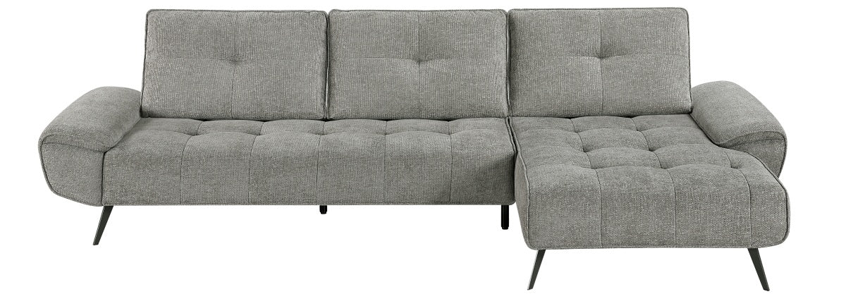 Homelegance 8400DVG-22LRC 2 pc Pleasure dove grey chenille fabric sectional sofa set adjustable back rests