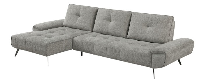 Homelegance 8400DVG-2LC2R 2 pc Pleasure dove grey chenille fabric sectional sofa set adjustable back rests