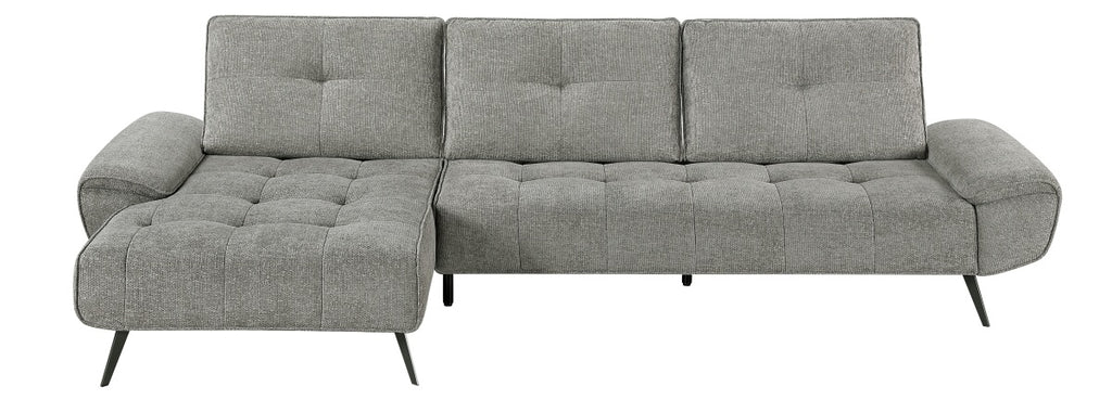 Homelegance 8400DVG-2LC2R 2 pc Pleasure dove grey chenille fabric sectional sofa set adjustable back rests