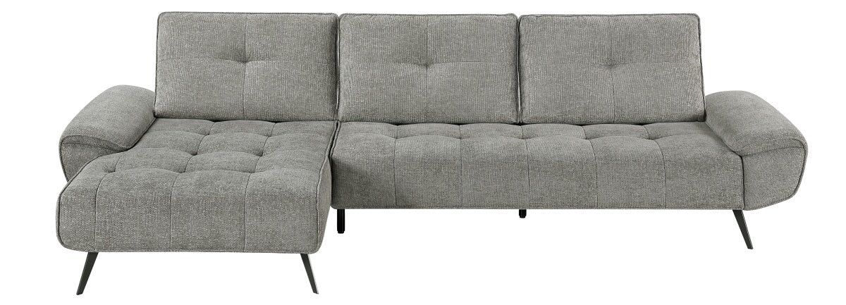 Homelegance 8400DVG-2LC2R 2 pc Pleasure dove grey chenille fabric sectional sofa set adjustable back rests