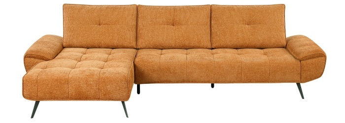 Homelegance 8400RNG-2LC2R 2 pc Pleasure orange chenille fabric sectional sofa set adjustable back rests