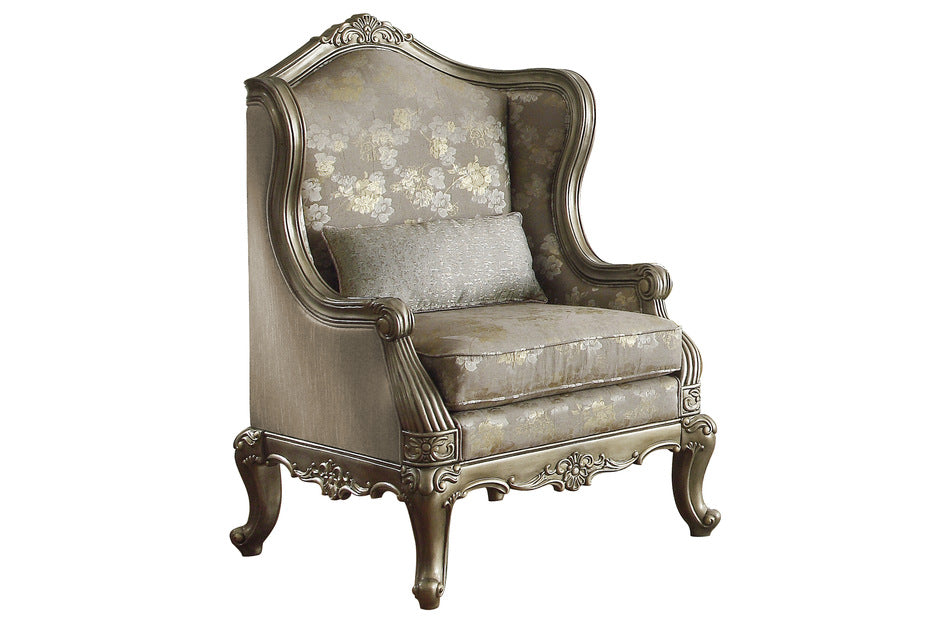 Homelegance 8412-SL 2 pc florentina dusky taupe faux silk fabric sofa and love seat set with wood trim