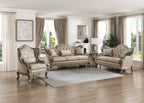 Homelegance 8412-SL 2 pc florentina dusky taupe faux silk fabric sofa and love seat set with wood trim
