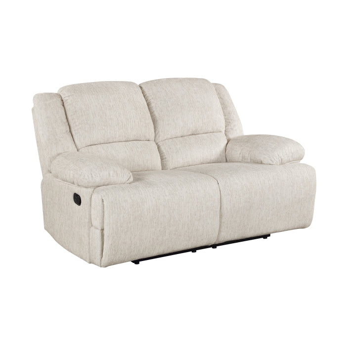 Homelegance  8424BE-2PW 2 pc Caliber vanilla-beige textured microfiber sofa and love seat set power motion wall hugger recliner ends