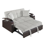 Hybrid Grey and Dark Brown Convertible Sofa Bed and Loveseat Bed Set – 8429-SL
