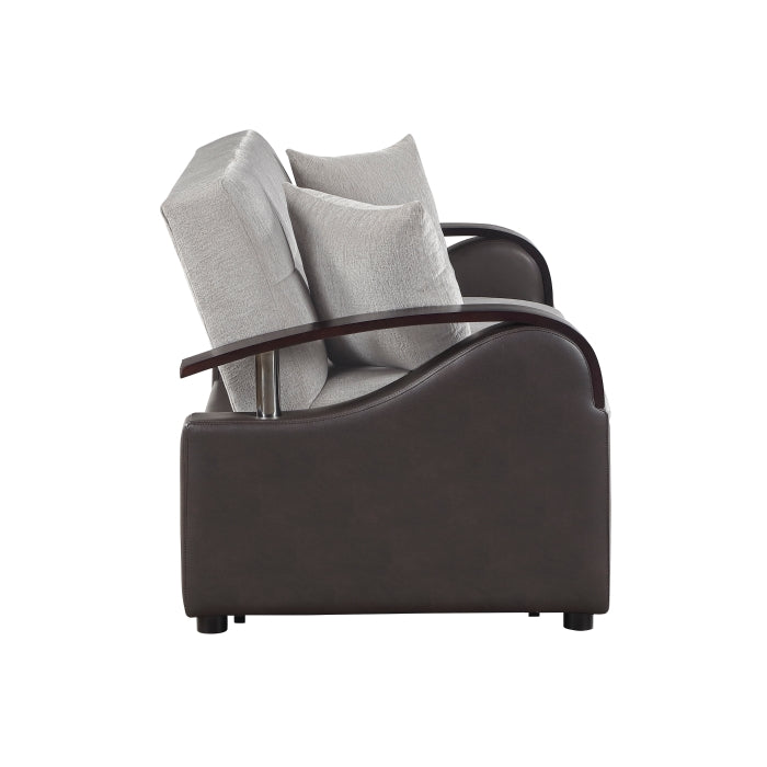 Hybrid Grey and Dark Brown Convertible Sofa Bed and Loveseat Bed Set – 8429-SL