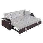 Hybrid Grey and Dark Brown Convertible Sofa Bed and Loveseat Bed Set – 8429-SL
