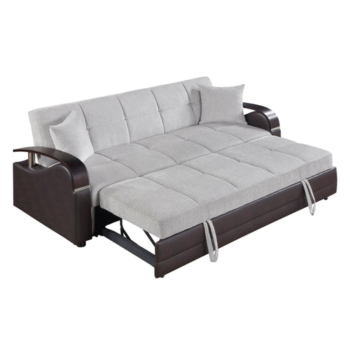 Hybrid Grey and Dark Brown Convertible Sofa Bed and Loveseat Bed Set – 8429-SL