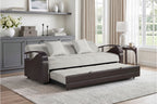 Hybrid Beige and Dark Brown Convertible Sofa Bed and Loveseat Bed Set – 8429BE-SL