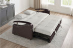 Hybrid Beige and Dark Brown Convertible Sofa Bed and Loveseat Bed Set – 8429BE-SL