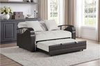 Hybrid Beige and Dark Brown Convertible Sofa Bed and Loveseat Bed Set – 8429BE-SL