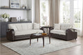 Hybrid Beige and Dark Brown Convertible Sofa Bed and Loveseat Bed Set – 8429BE-SL