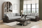 Hybrid Grey and Dark Brown Convertible Sofa Bed and Loveseat Bed Set – 8429-SL