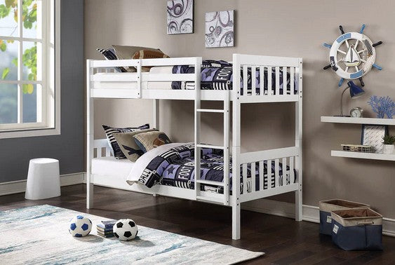 Asia Direct 8434-WH Marylynn white finish wood twin / twin bunk bed set