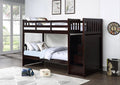 Mandaly Espresso Wood Twin over Twin Bunk Bed with Staircase & Drawers – 8435-ESP