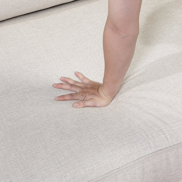 Homelegance 8435BE-42L2R  4 pc Beau beige chenille fabric upholstered 131" x 131" sectional sofa with large ottoman