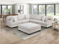 Homelegance 8435BE-42L2R  4 pc Beau beige chenille fabric upholstered 131" x 131" sectional sofa with large ottoman