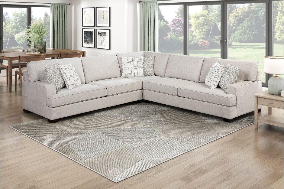 Homelegance 8435BE-42L2R  4 pc Beau beige chenille fabric upholstered 131" x 131" sectional sofa with large ottoman