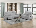 Homelegance Newark 2-Piece Light Grey Fabric Recliner Sofa & Love Seat Set – 8440GRY-SL