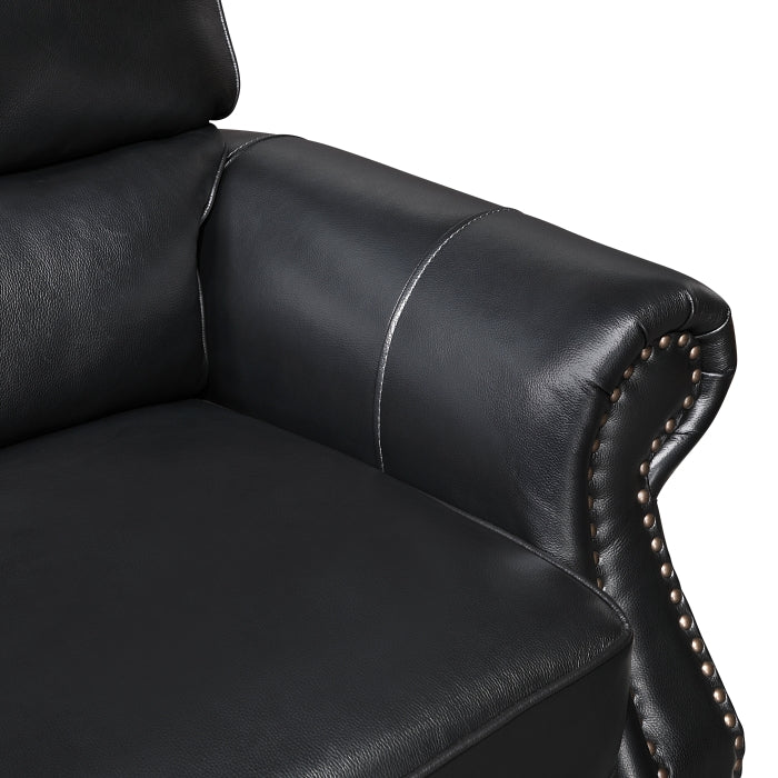 Homelegance 8448BLK-2PC 2 pc Remington black top grain leather match sofa and love seat set nail head trim accents