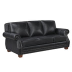 Homelegance 8448BLK-2PC 2 pc Remington black top grain leather match sofa and love seat set nail head trim accents