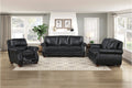 Homelegance 8448BLK-2PC 2 pc Remington black top grain leather match sofa and love seat set nail head trim accents