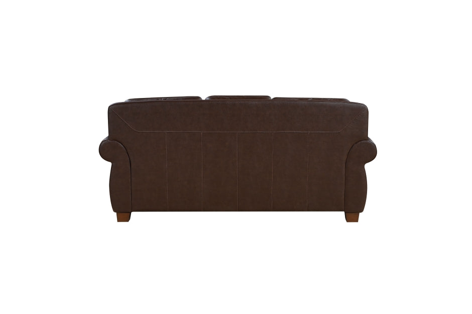 Homelegance 8448BRW-2PC 2 pc Remington brown top grain leather match sofa and love seat set nail head trim accents