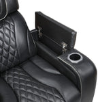 Homelegance 8449BK-2PC 2 pc Apex black top grain leather match diamond pattern power reclining sofa and love seat set LED and USB