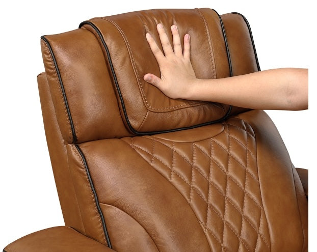 Homelegance 8449BR-2PC 2 pc Apex brown top grain leather match diamond pattern power reclining sofa and love seat set LED and USB