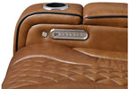 Homelegance 8449BR-2PC 2 pc Apex brown top grain leather match diamond pattern power reclining sofa and love seat set LED and USB