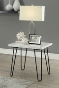 Acme 84502 Ivy bronx winterville telestis white marble black finish frame chair side end table