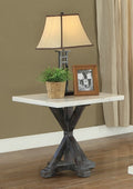 Acme 84547 Gracie oaks alexandria romina weathered espresso finish wood white marble top chair side end table