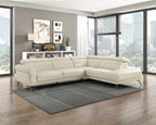 Giselle Beige Top Grain Leather 2-Piece Sectional Sofa with Chaise and Adjustable Headrests – 8456BEG-22LRC