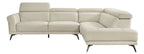 Giselle Beige Top Grain Leather 2-Piece Sectional Sofa with Chaise and Adjustable Headrests – 8456BEG-22LRC