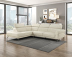 Giselle Beige Top Grain Leather 2-Piece Sectional Sofa with Chaise and Adjustable Headrests – 8456BEG-2LC2R
