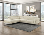 Giselle Beige Top Grain Leather 2-Piece Sectional Sofa with Chaise and Adjustable Headrests – 8456BEG-2LC2R