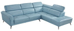 Homelegance 8456BUE-22LRC 2 pc Giselle light blue top grain leather match sectional sofa with chaise and adjustable headrests