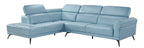 Giselle Light Blue Top Grain Leather 2-Piece Sectional Sofa with Chaise and Adjustable Headrests – 8456BUE-2LC2R